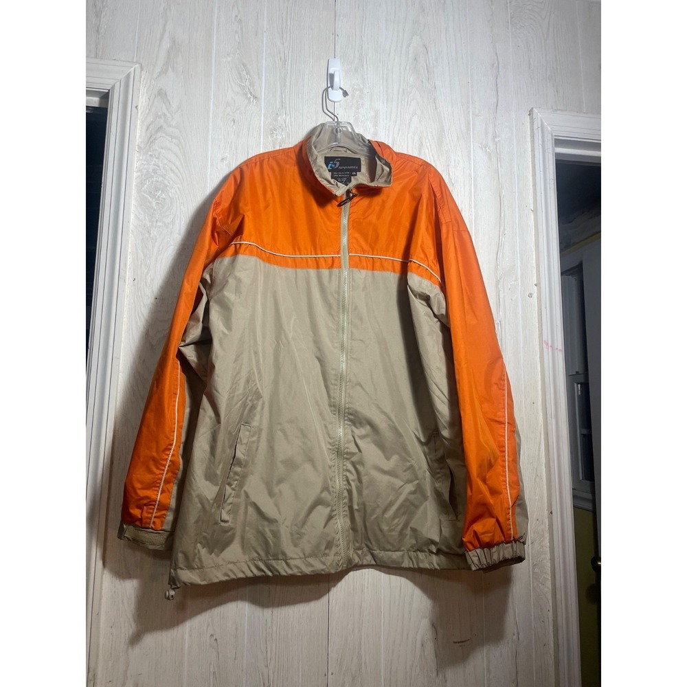 i5 Apparel men's Water 2 tone Orange & Beige Windbreaker Raincoat‎ Sz Medium